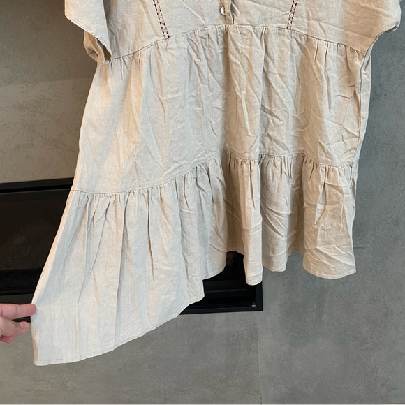 ZARA LACE TRIM LINEN BLEND MINI DRESS, SIZE S - Picture 10 of 12